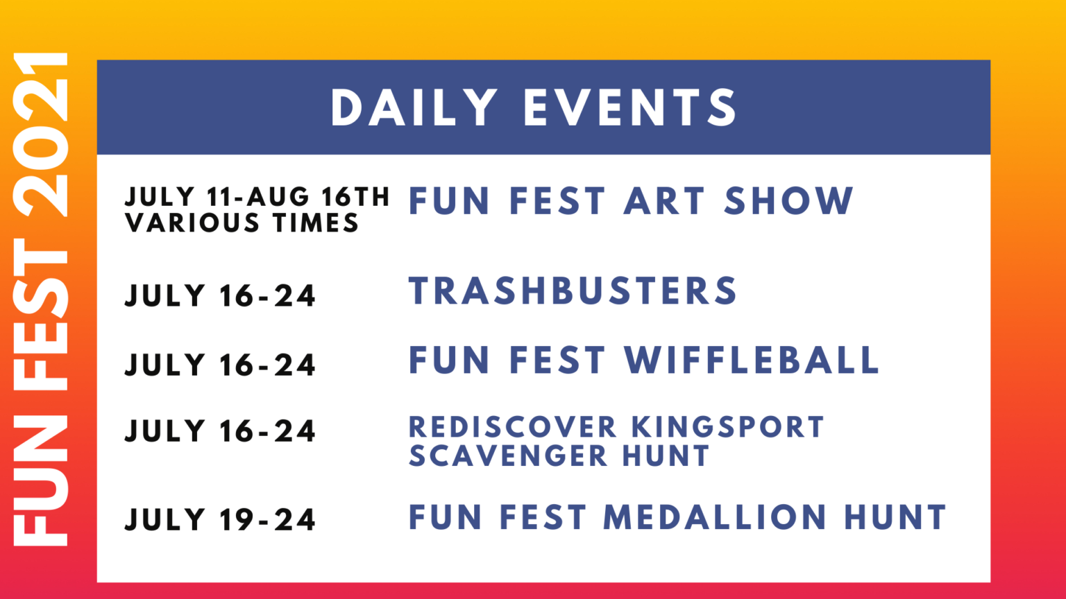 FUN FEST 2021 EVENTS CALENDAR | Visit Kingsport TN